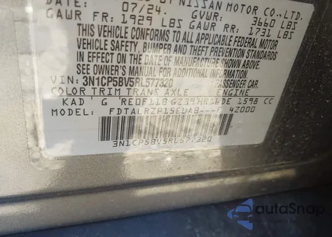 2024 Nissan Kicks S Xtronic Cvt from USA, damaged, VIN 3N1CP5BV5RL577320